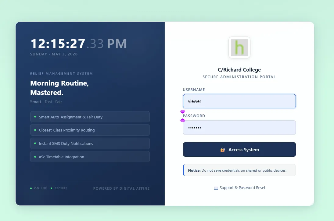 Secure administration portal sign-in page